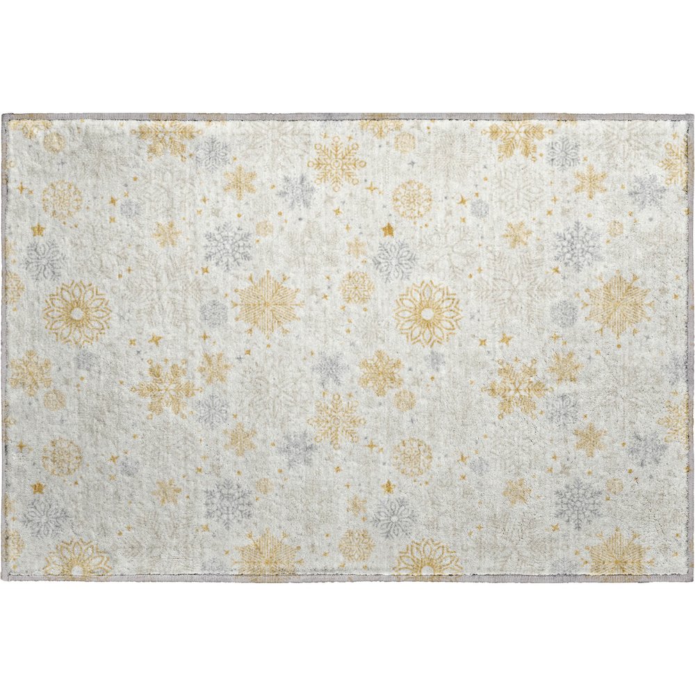 Luxury Washable Indoor/Outdoor Merry & Bright Ivory 1'8" x 2'6" Rug. Picture 1