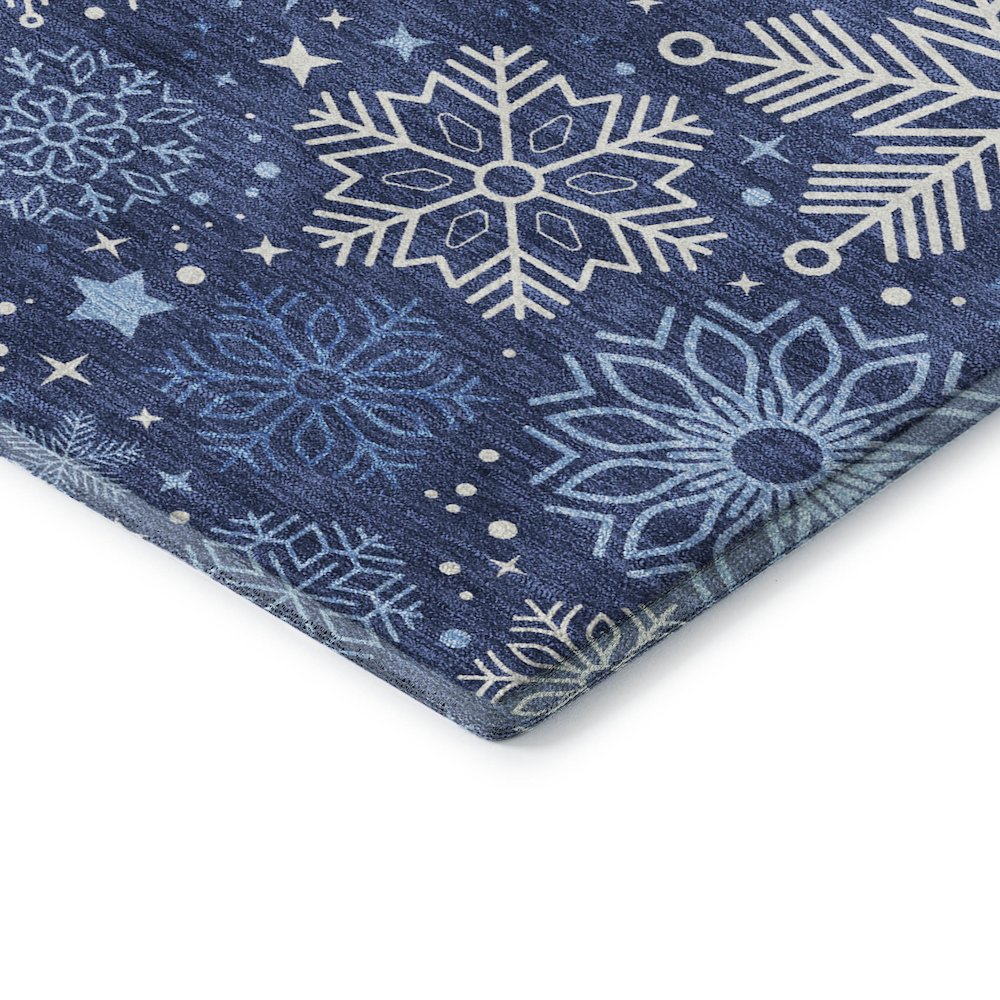Luxury Washable Indoor/Outdoor Merry & Bright Navy 1'8" x 2'6" Rug. Picture 2