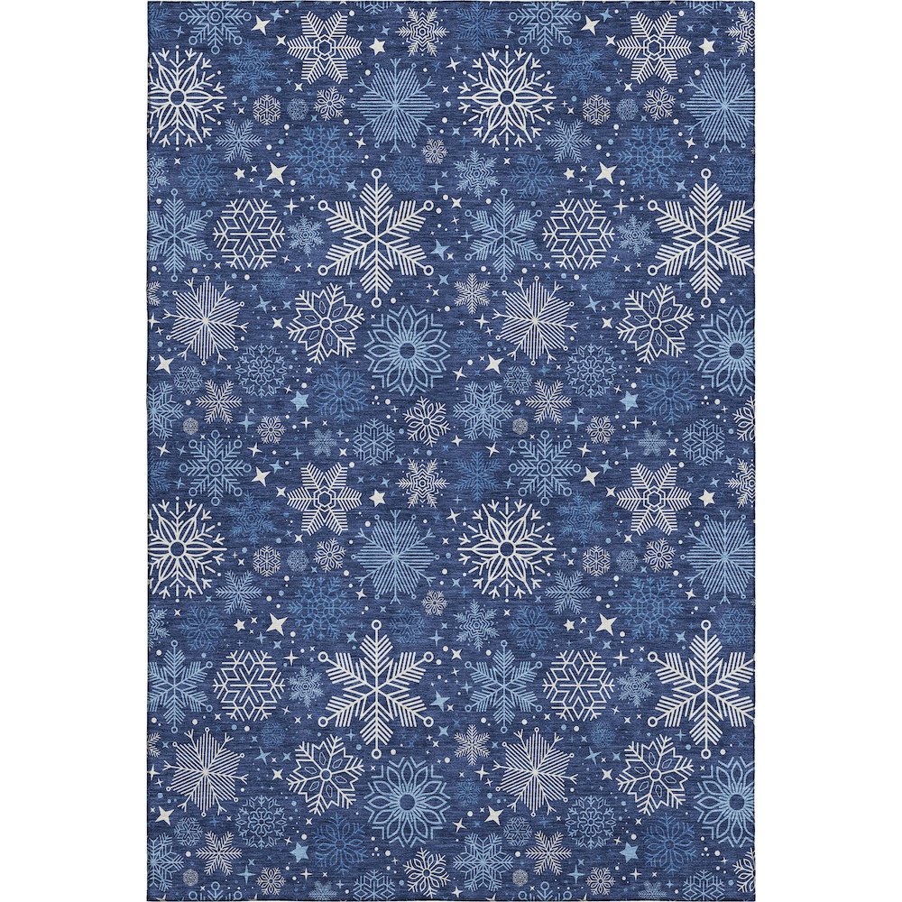 Luxury Washable Indoor/Outdoor Merry & Bright Navy 2'6" x 3'10" Rug. Picture 1