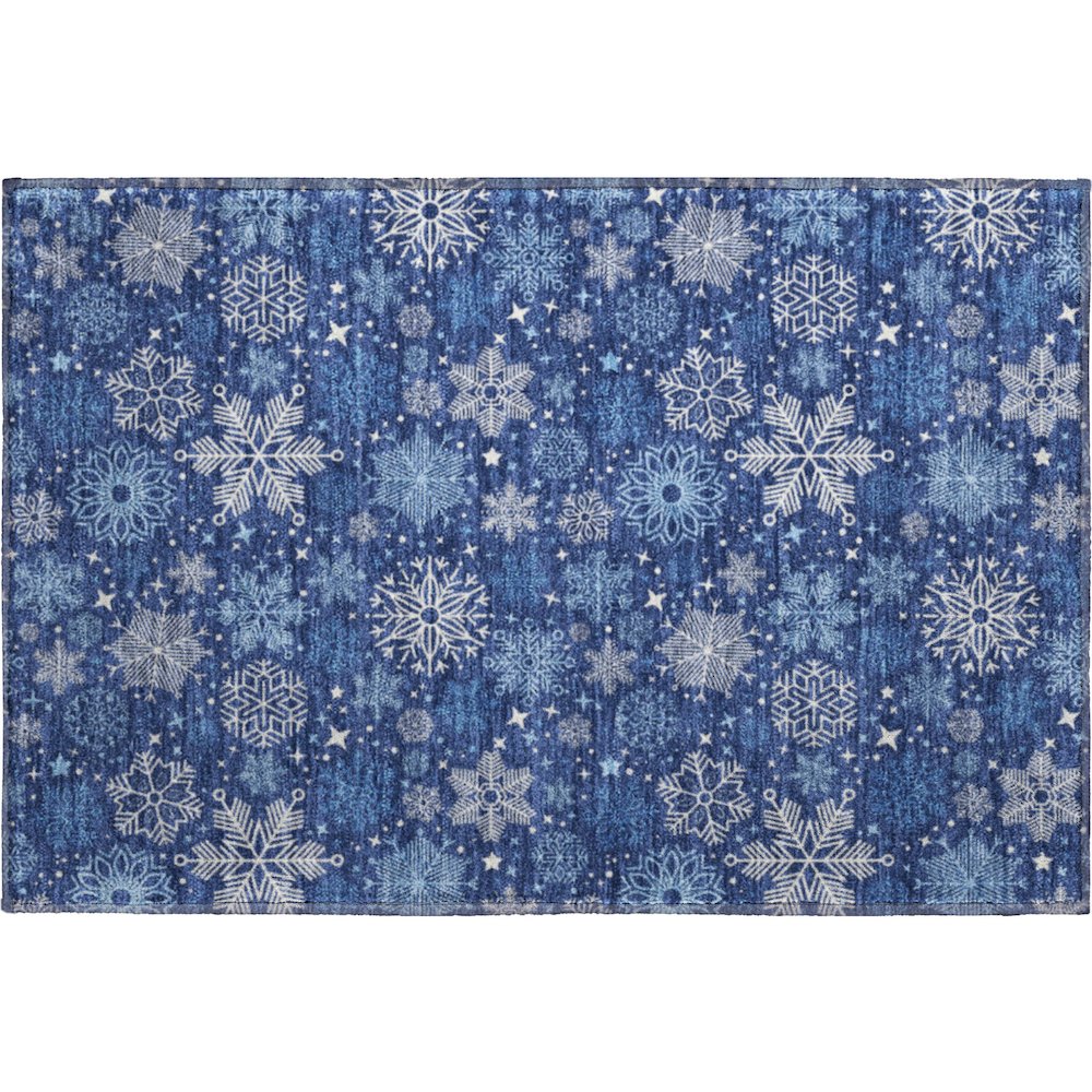 Luxury Washable Indoor/Outdoor Merry & Bright Navy 1'8" x 2'6" Rug. Picture 1