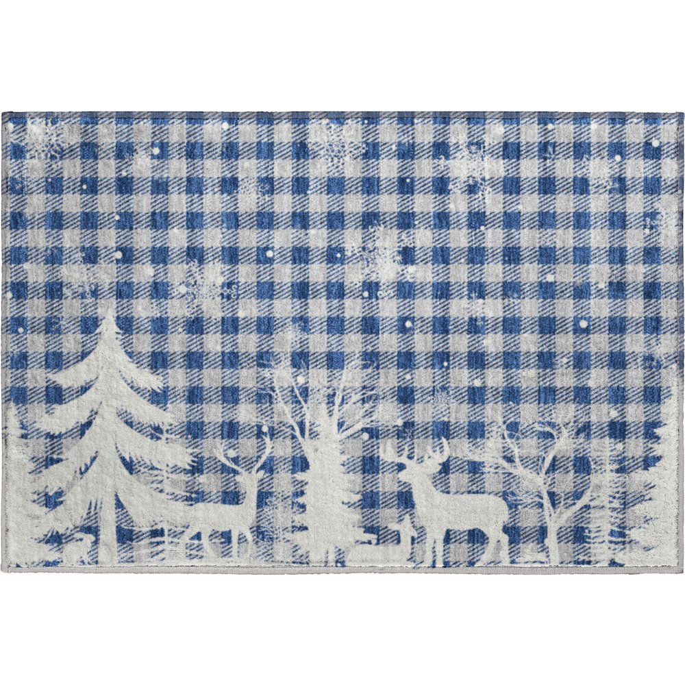 Luxury Washable Indoor/Outdoor Merry & Bright Blue 1'8" x 2'6" Rug. Picture 1