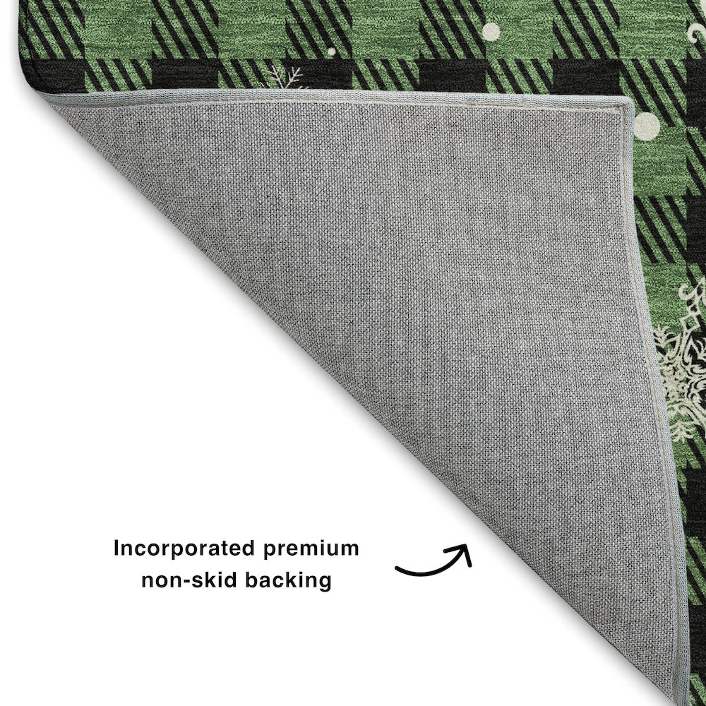Luxury Washable Indoor/Outdoor Merry & Bright Green 1'8" x 2'6" Rug. Picture 4