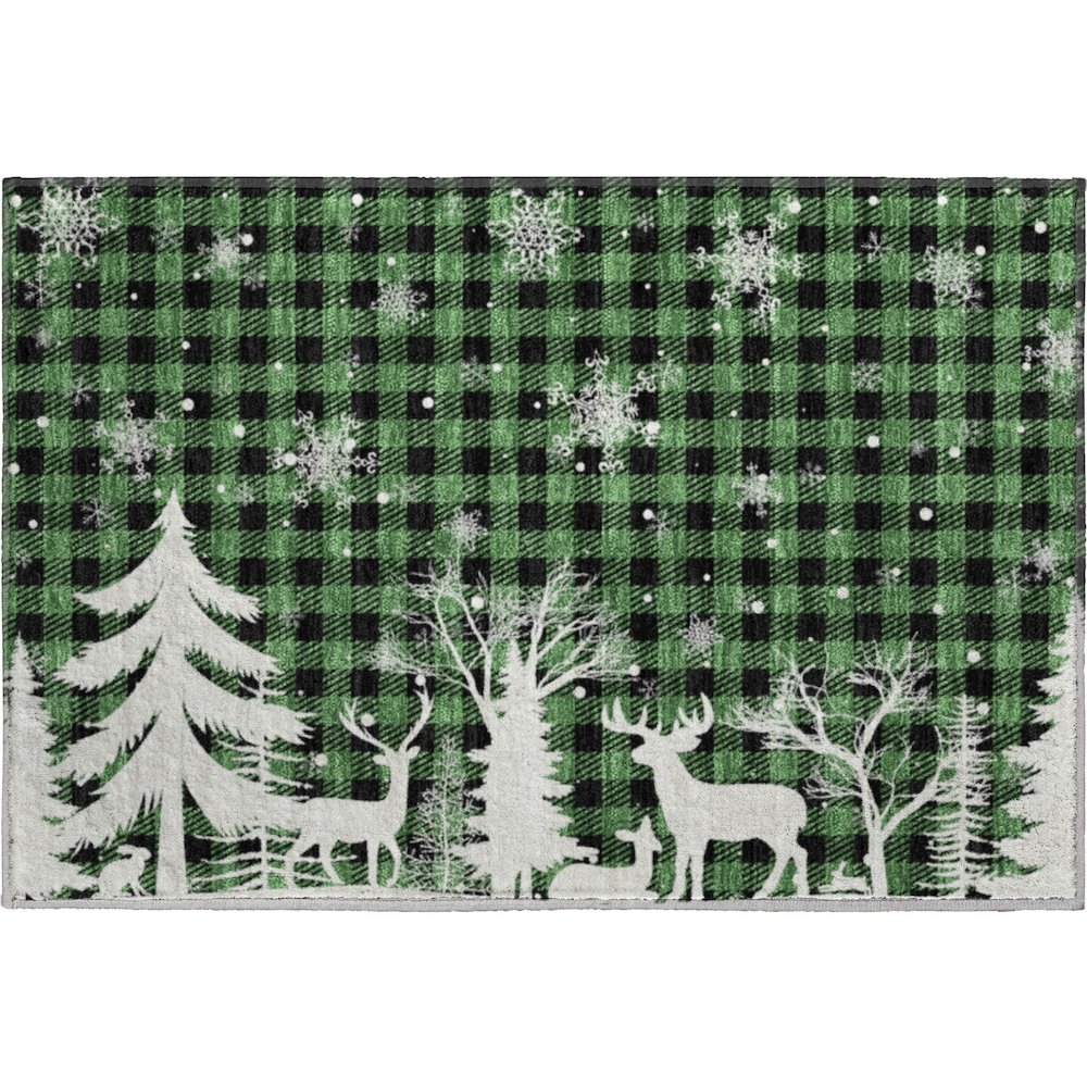 Luxury Washable Indoor/Outdoor Merry & Bright Green 1'8" x 2'6" Rug. Picture 1