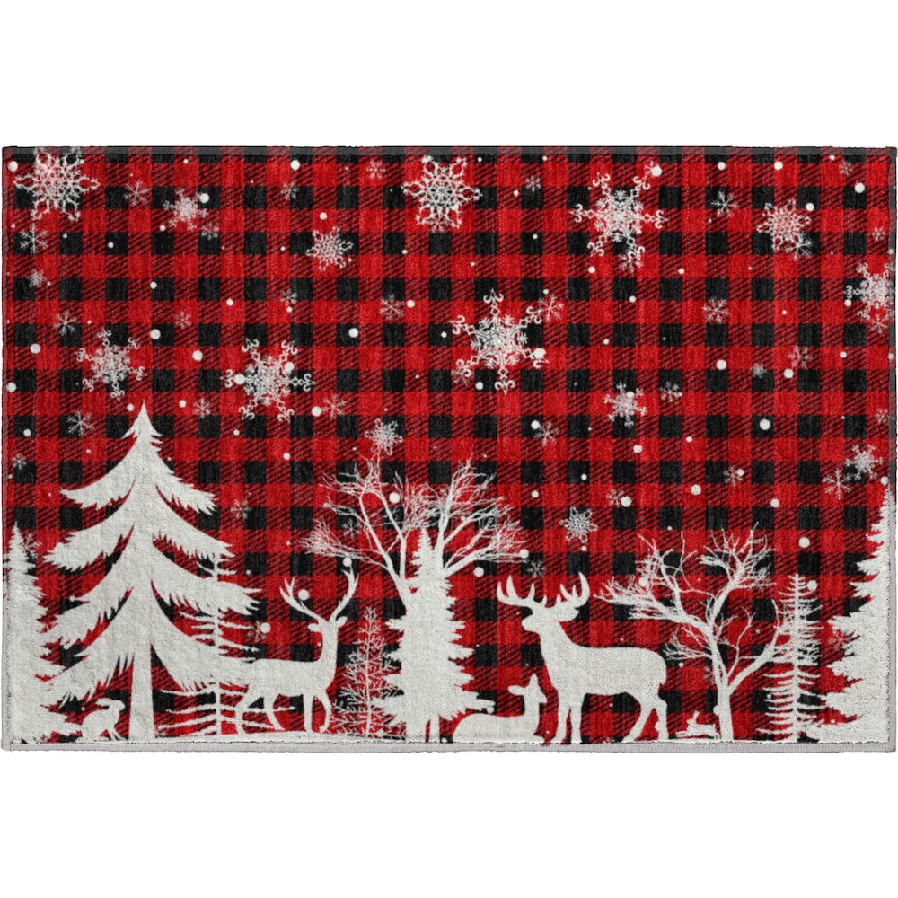 Luxury Washable Indoor/Outdoor Merry & Bright Red 1'8" x 2'6" Rug. Picture 1