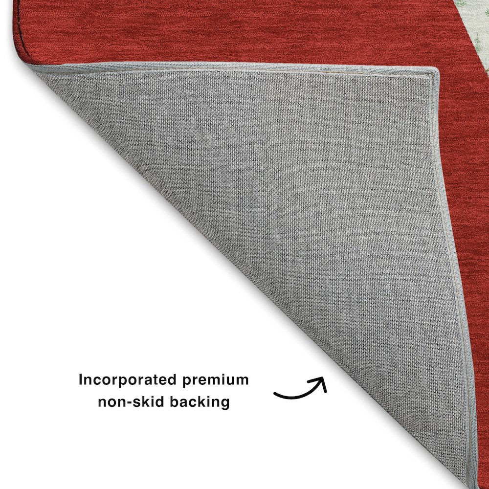 Luxury Washable Indoor/Outdoor Merry & Bright Red 1'8" x 2'6" Rug. Picture 4