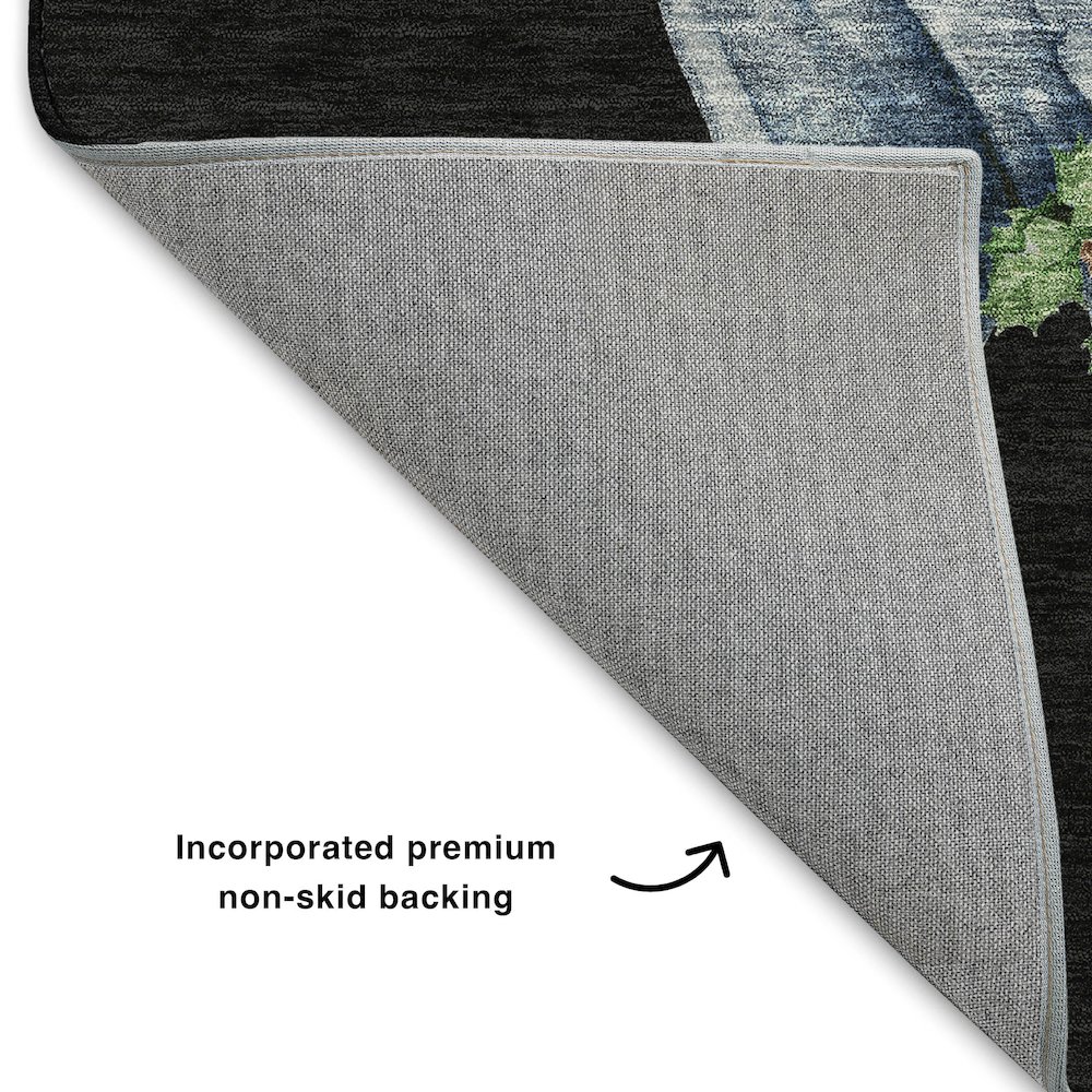 Luxury Washable Indoor/Outdoor Merry & Bright Black 1'8" x 2'6" Rug. Picture 4