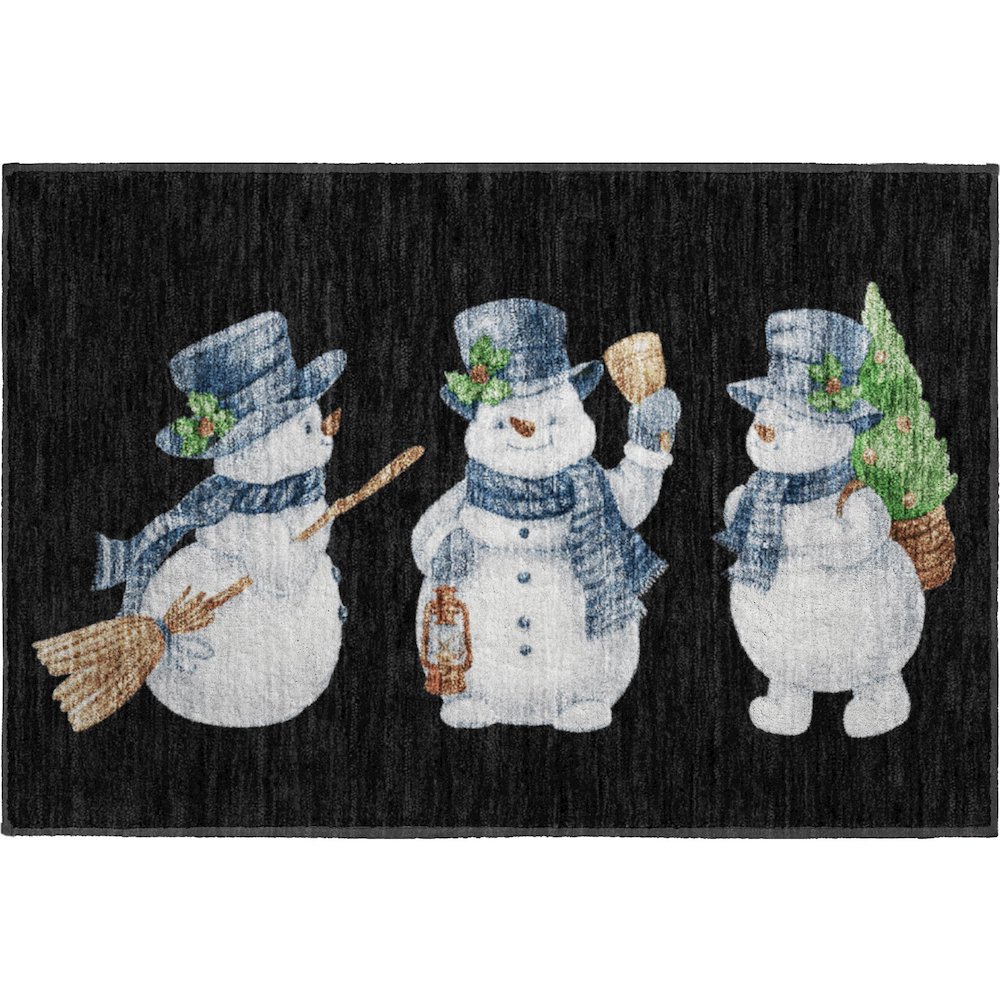 Luxury Washable Indoor/Outdoor Merry & Bright Black 1'8" x 2'6" Rug. Picture 1