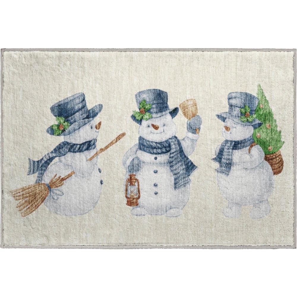 Luxury Washable Indoor/Outdoor Merry & Bright Ivory 1'8" x 2'6" Rug. Picture 1