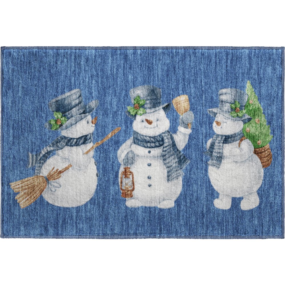 Luxury Washable Indoor/Outdoor Merry & Bright Navy 1'8" x 2'6" Rug. Picture 1
