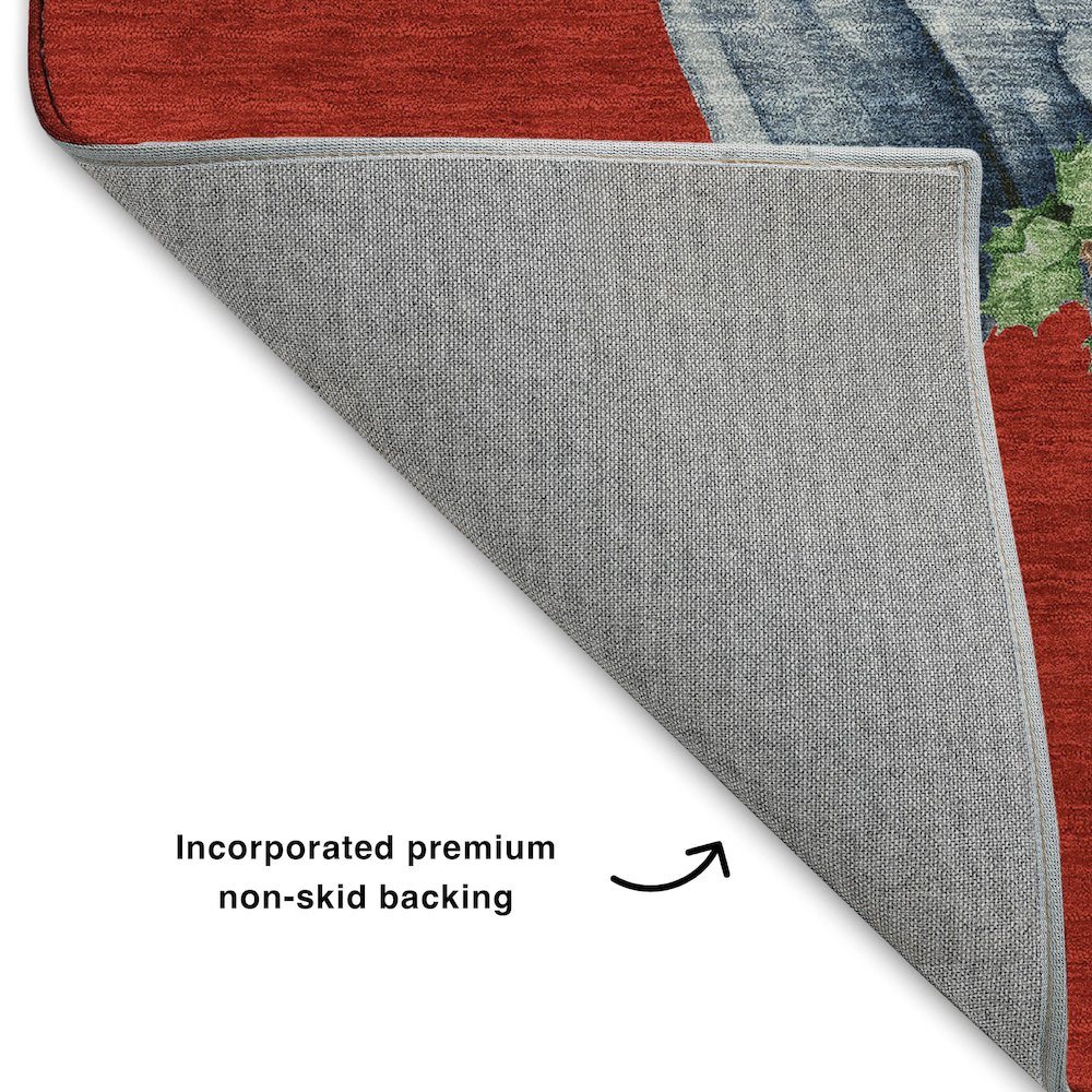 Luxury Washable Indoor/Outdoor Merry & Bright Red 1'8" x 2'6" Rug. Picture 4