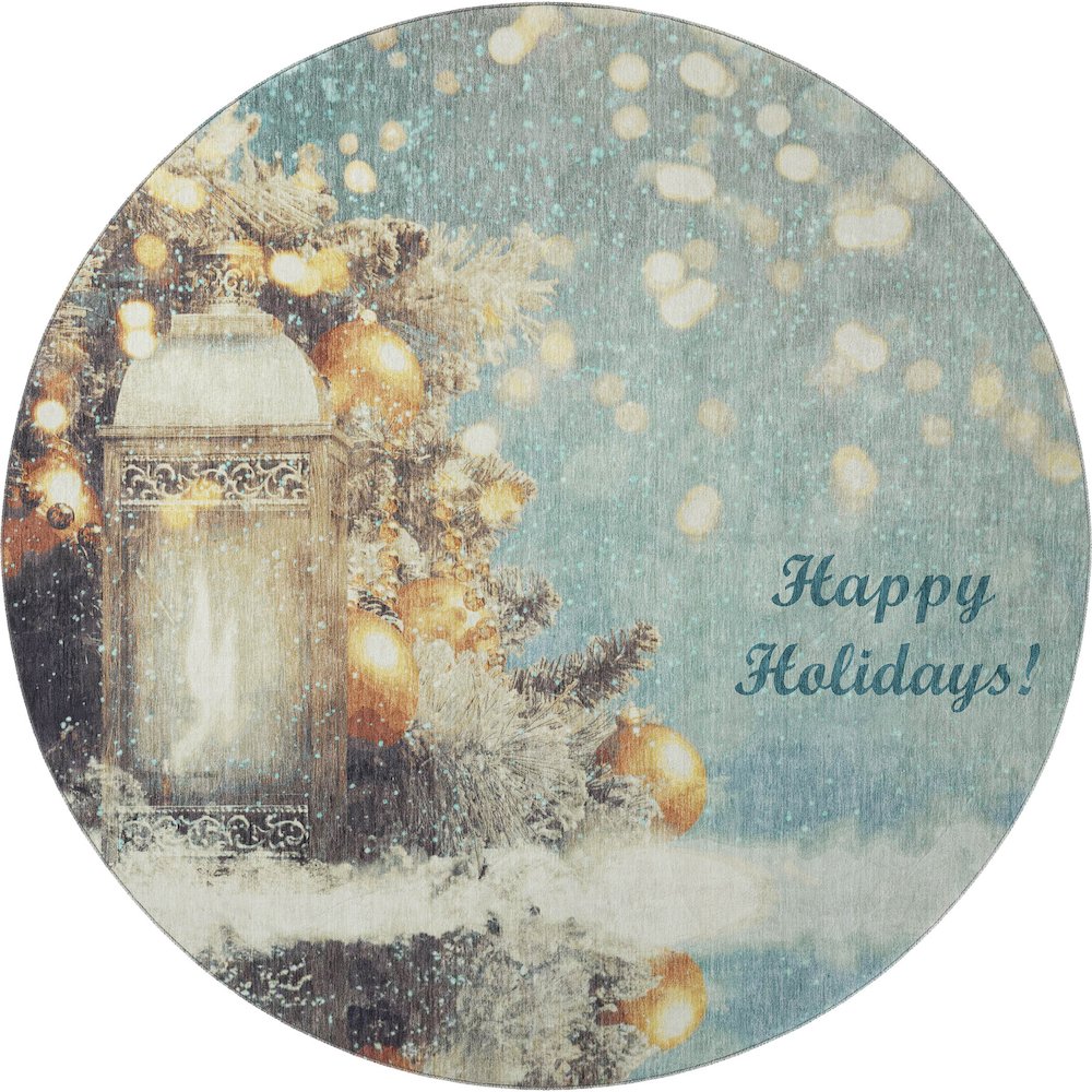Luxury Washable Indoor/Outdoor Merry & Bright Skydust 8' x 8' Round Rug. Picture 1