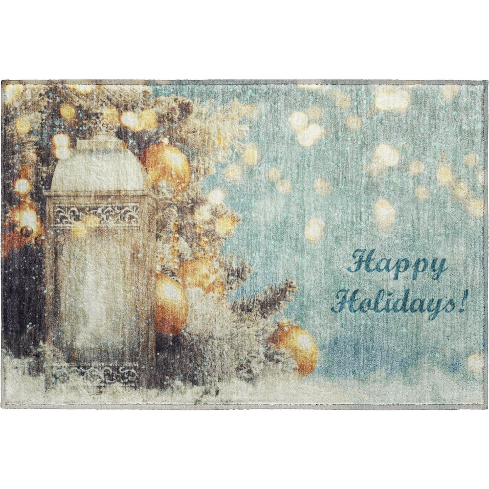 Luxury Washable Indoor/Outdoor Merry & Bright Skydust 1'8" x 2'6" Rug. Picture 1