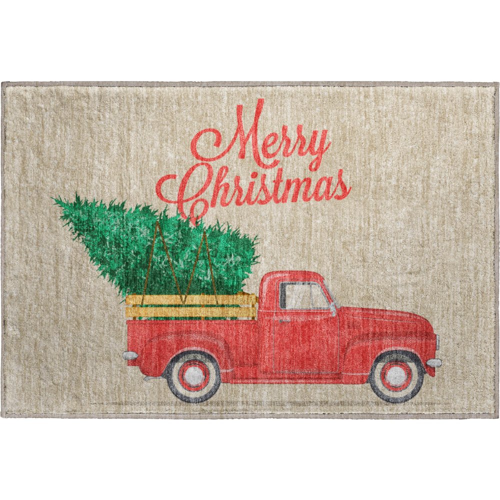 Luxury Washable Indoor/Outdoor Merry & Bright Putty 1'8" x 2'6" Rug. Picture 1