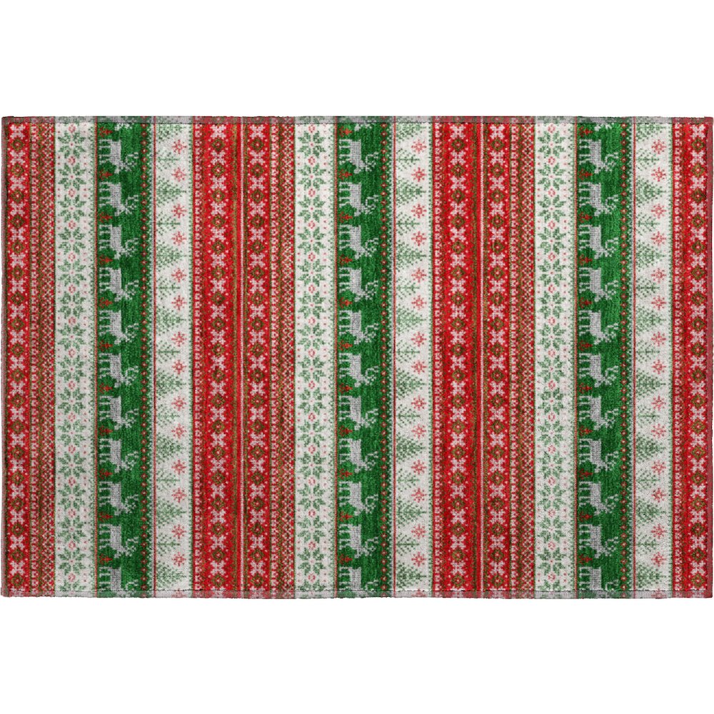 Luxury Washable Indoor/Outdoor Merry & Bright Red 1'8" x 2'6" Rug. Picture 1