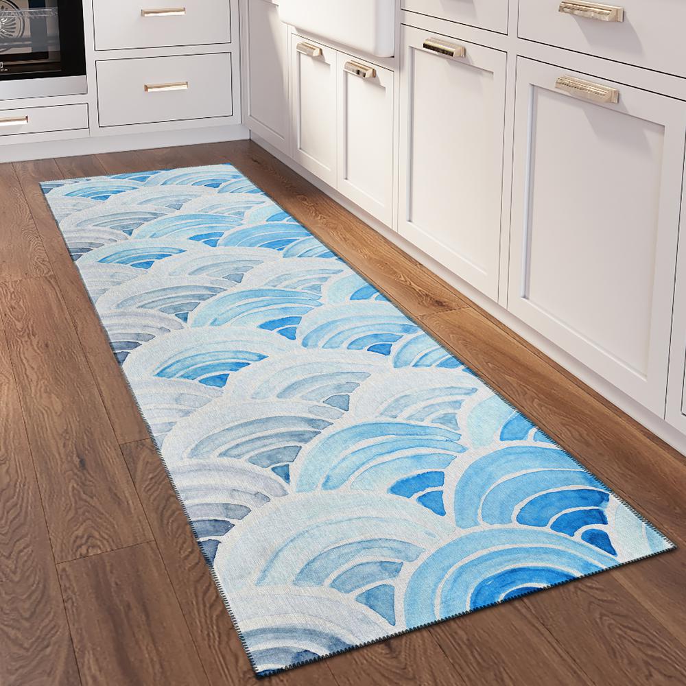 Indoor/Outdoor Surfside ASR35 Blue Washable 2'3" x 7'6" Runner Rug. Picture 2