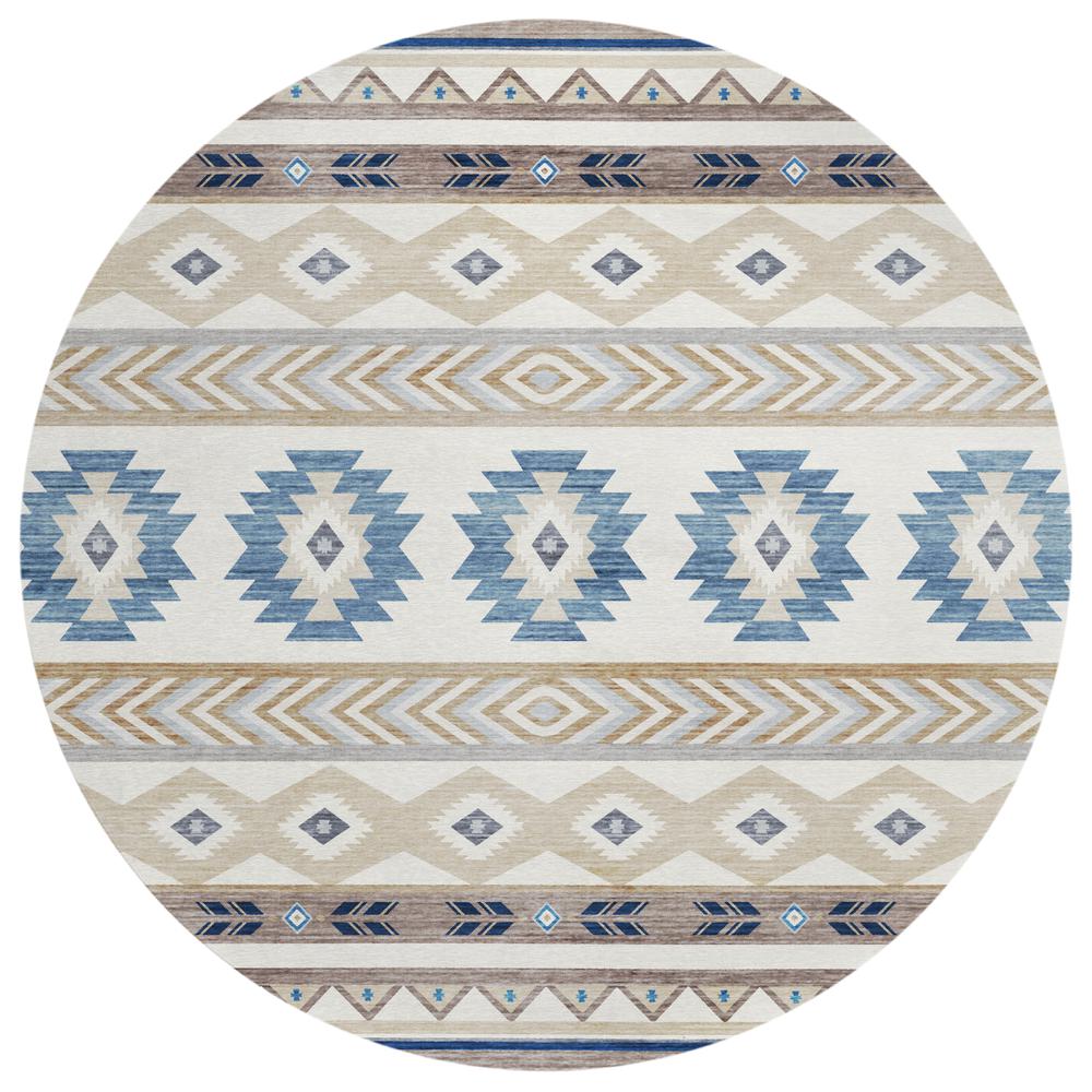 Indoor/Outdoor Sonora ASO33 Taupe Washable 8' x 8' Round Rug. Picture 1