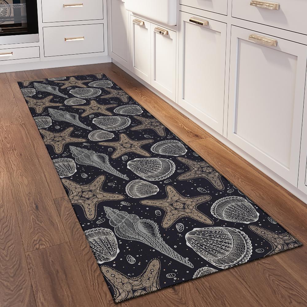 Indoor/Outdoor Surfside ASR34 Midnight Washable 2'3" x 7'6" Runner Rug. Picture 2