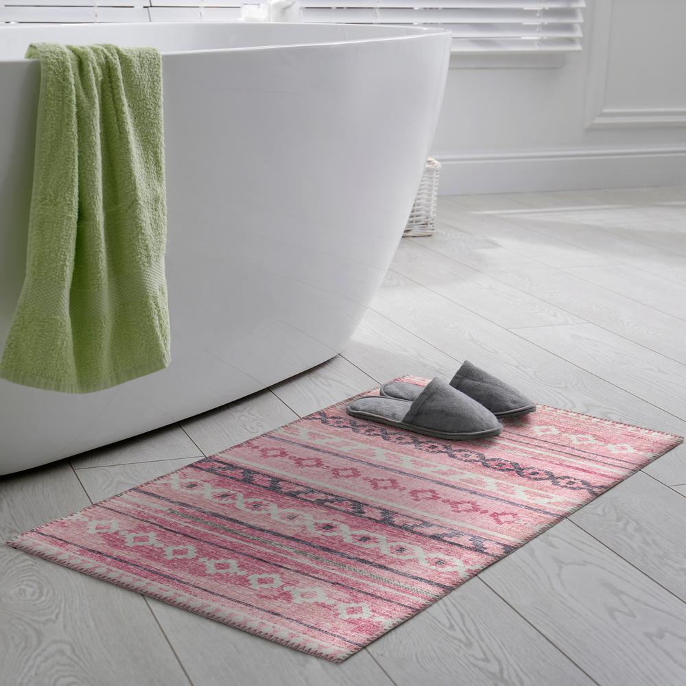 Yuma Pink Bohemian Southwest 1'8" x 2'6" Accent Rug Pink AYU40. Picture 1