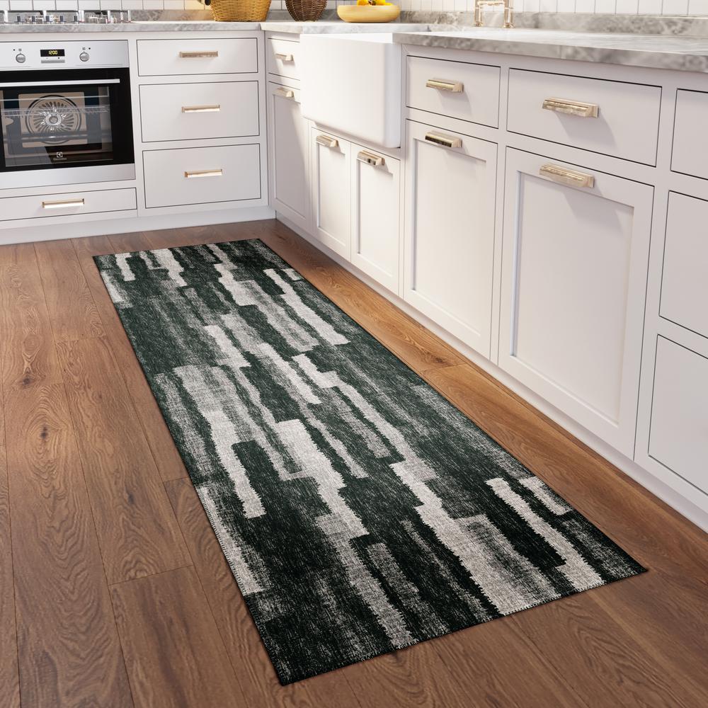 Bravado Shadow Contemporary Striped 2'3" x 7'6" Runner Rug Shadow ABV37. Picture 1
