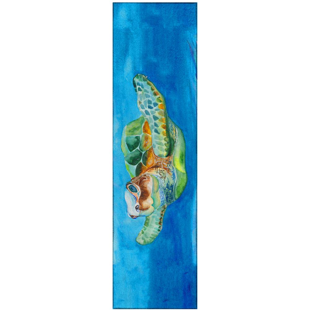 Indoor/Outdoor Harpswell AHP33 Blue Washable 2'3" x 7'6" Runner Rug. Picture 1