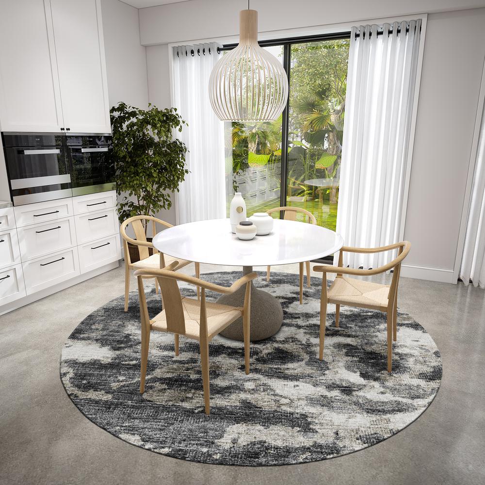 Indoor/Outdoor Accord AAC36 Black Washable 8' x 8' Round Rug. Picture 2