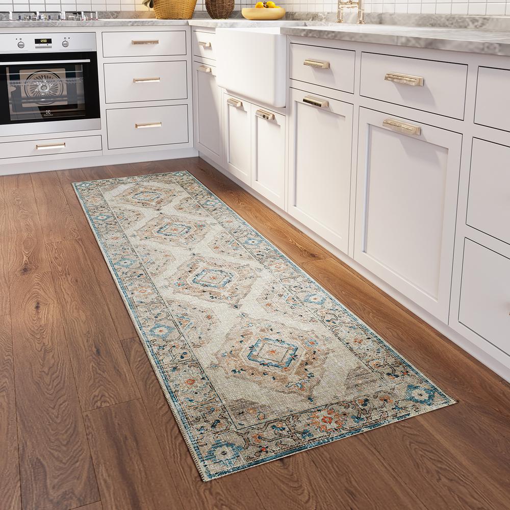 Indoor/Outdoor Marbella MB1 Ivory Washable 2'3" x 7'6" Runner Rug. Picture 2