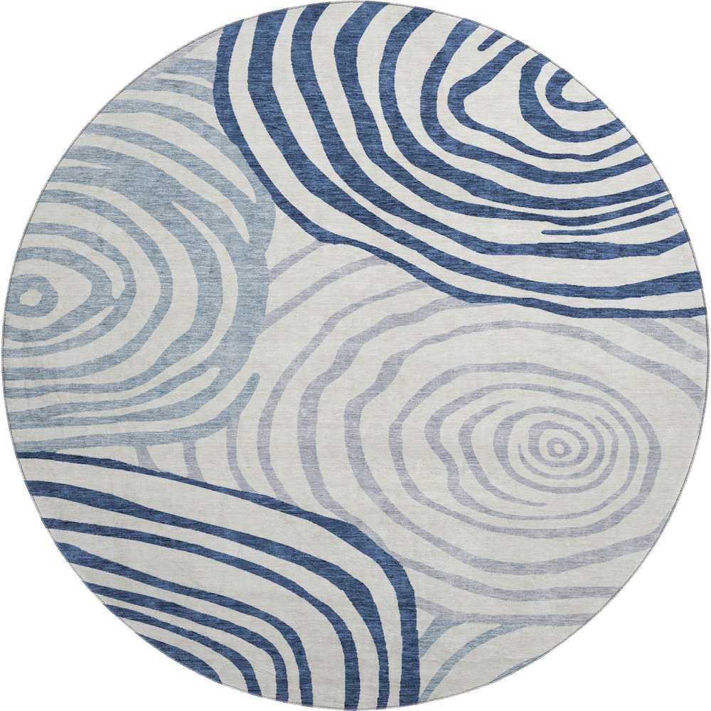 Machine Washable Indoor/Outdoor Neo Blue 8' x 8' Round Rug. Picture 1