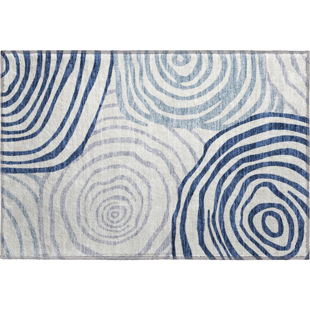 Machine Washable Indoor/Outdoor Neo Blue 1'8" x 2'6" Rug. Picture 1