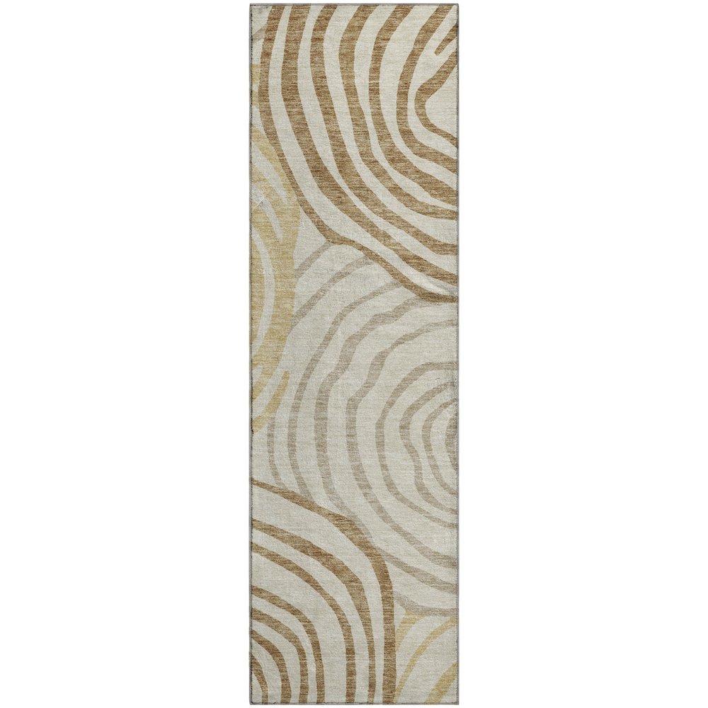 Machine Washable Indoor/Outdoor Neo Gold 2'3" x 7'6" Runner Rug. Picture 1