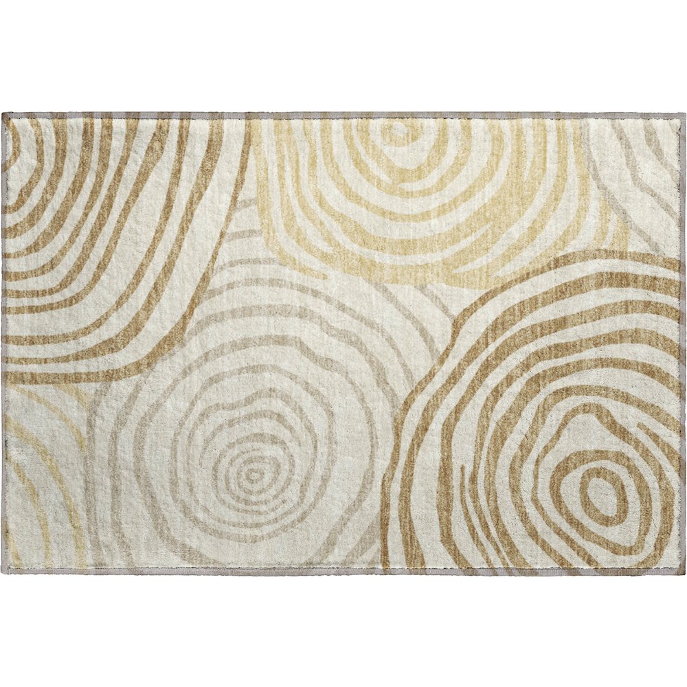 Machine Washable Indoor/Outdoor Neo Gold 1'8" x 2'6" Rug. Picture 1
