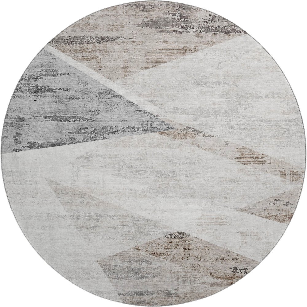 Machine Washable Indoor/Outdoor Neo Silver 8' x 8' Round Rug. Picture 1