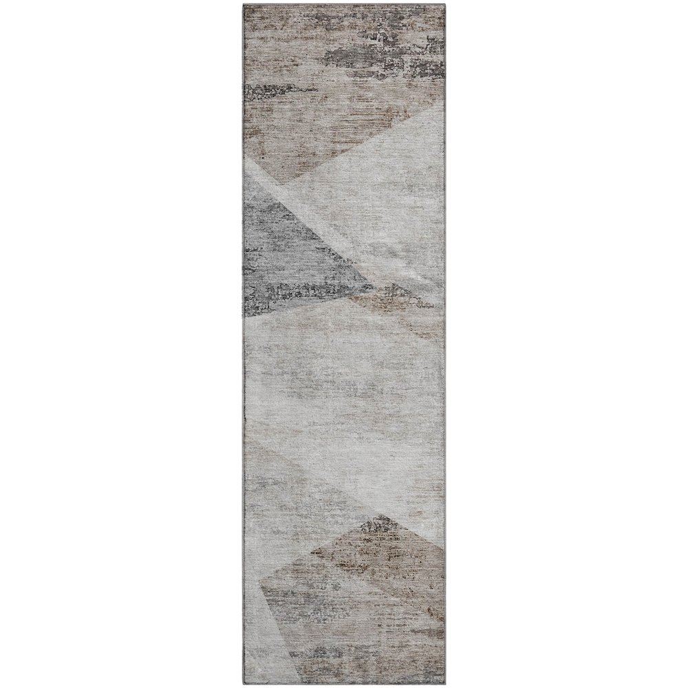 Machine Washable Indoor/Outdoor Neo Silver 2'3" x 7'6" Runner Rug. Picture 1