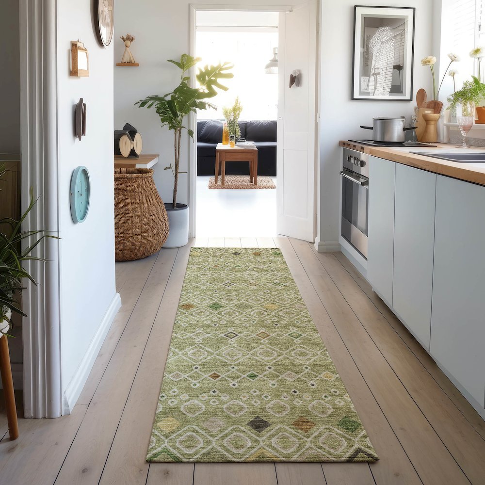 Machine Washable Indoor/Outdoor Neo Sage 2'3" x 7'6" Runner Rug. Picture 5