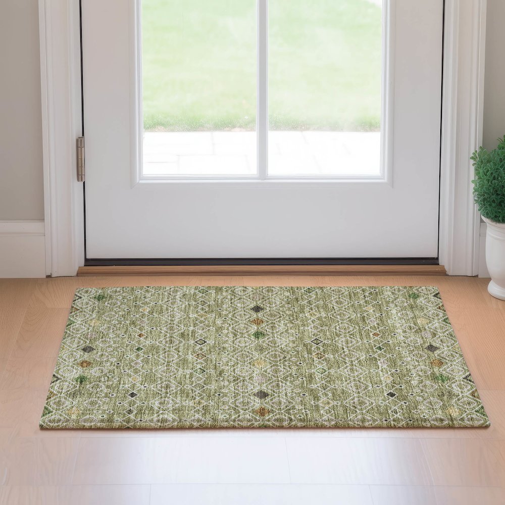 Machine Washable Indoor/Outdoor Neo Sage 1'8" x 2'6" Rug. Picture 5