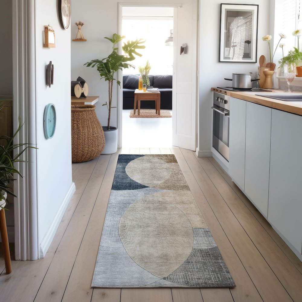 Machine Washable Indoor/Outdoor Neo Sky 2'3" x 7'6" Runner Rug. Picture 5