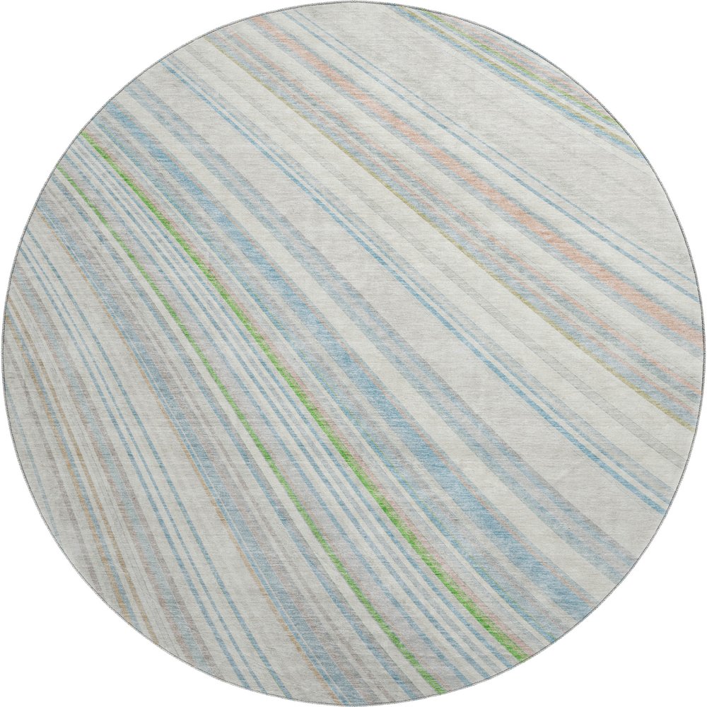 Machine Washable Indoor/Outdoor Neo Ivory 8' x 8' Round Rug. Picture 1