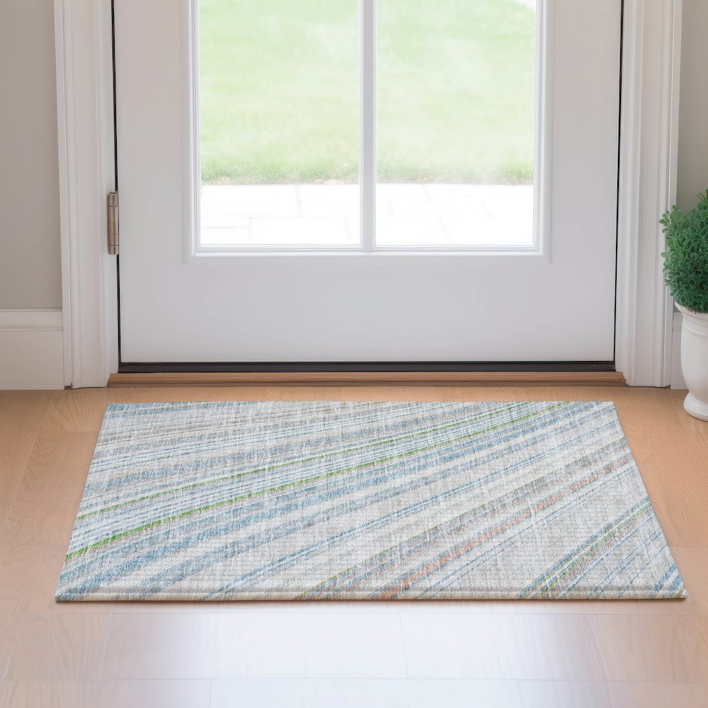 Machine Washable Indoor/Outdoor Neo Ivory 1'8" x 2'6" Rug. Picture 5
