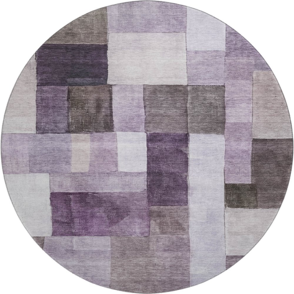Machine Washable Indoor/Outdoor Neo Eggplant 8' x 8' Round Rug. Picture 1