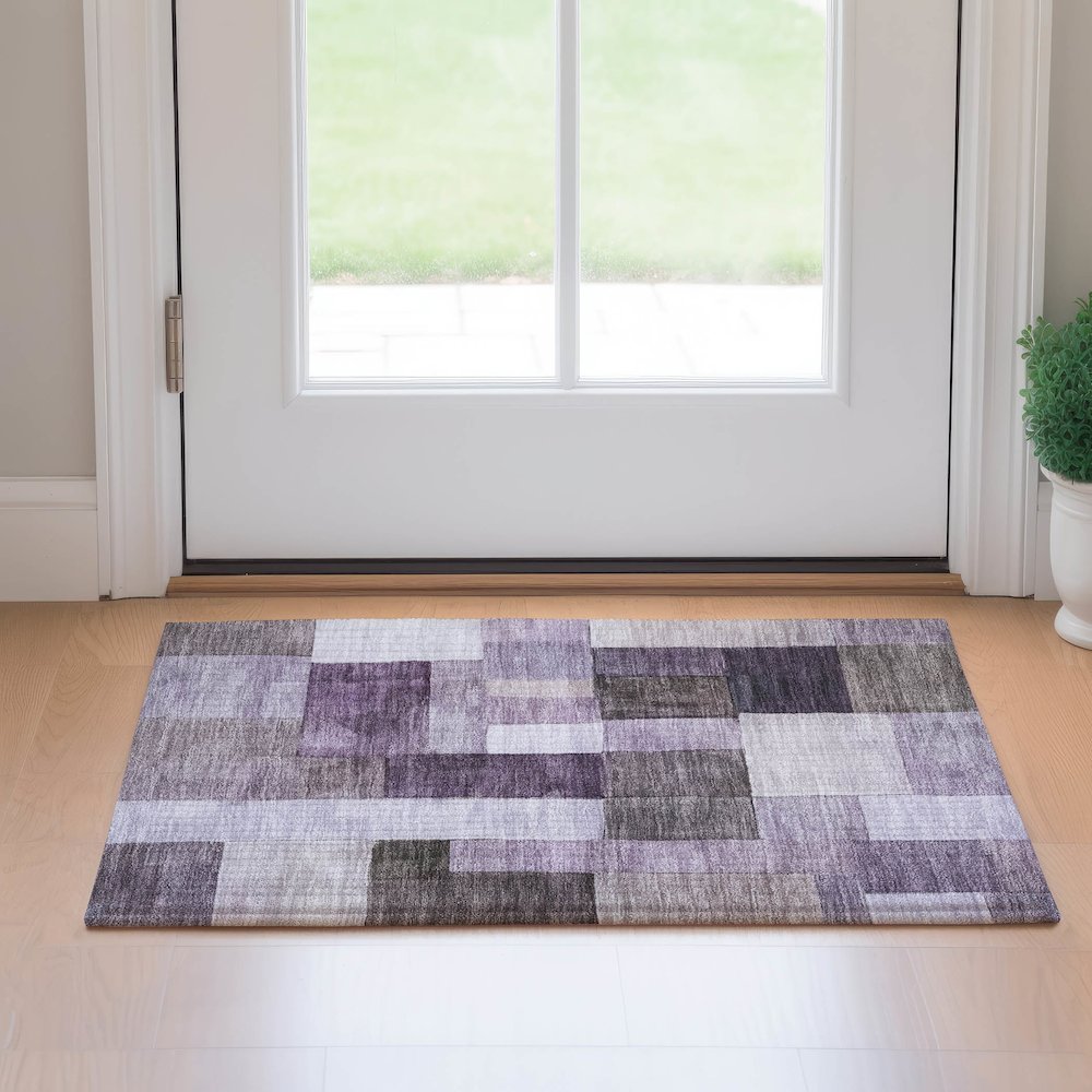 Machine Washable Indoor/Outdoor Neo Eggplant 1'8" x 2'6" Rug. Picture 5
