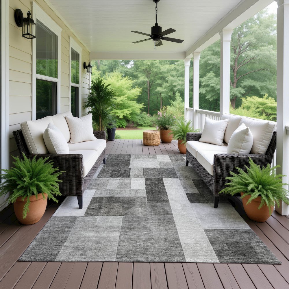 Machine Washable Indoor/Outdoor Neo Pewter 2'6" x 3'10" Rug. Picture 6
