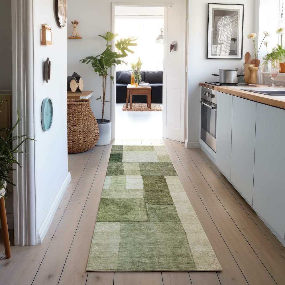 Machine Washable Indoor/Outdoor Neo Sage 2'3" x 7'6" Runner Rug. Picture 5