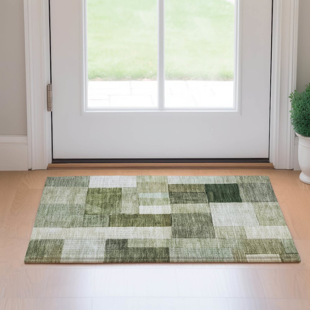 Machine Washable Indoor/Outdoor Neo Sage 1'8" x 2'6" Rug. Picture 5