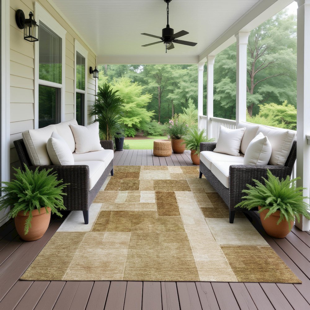 Machine Washable Indoor/Outdoor Neo Terracotta 2'6" x 3'10" Rug. Picture 6