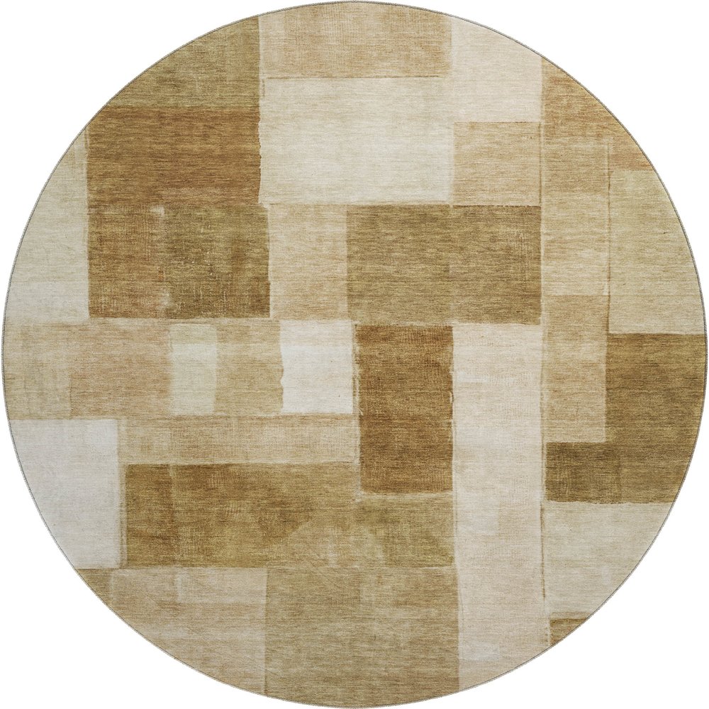 Machine Washable Indoor/Outdoor Neo Terracotta 8' x 8' Round Rug. Picture 1
