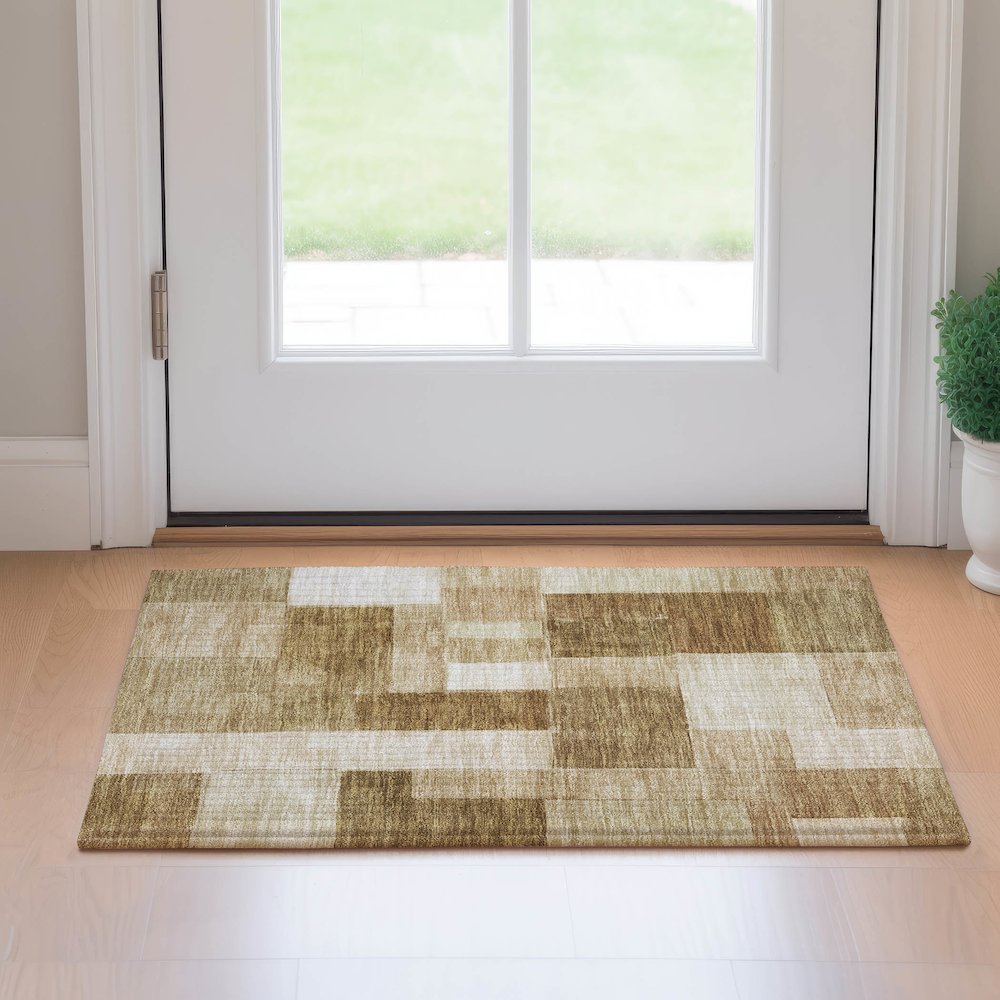 Machine Washable Indoor/Outdoor Neo Terracotta 1'8" x 2'6" Rug. Picture 5