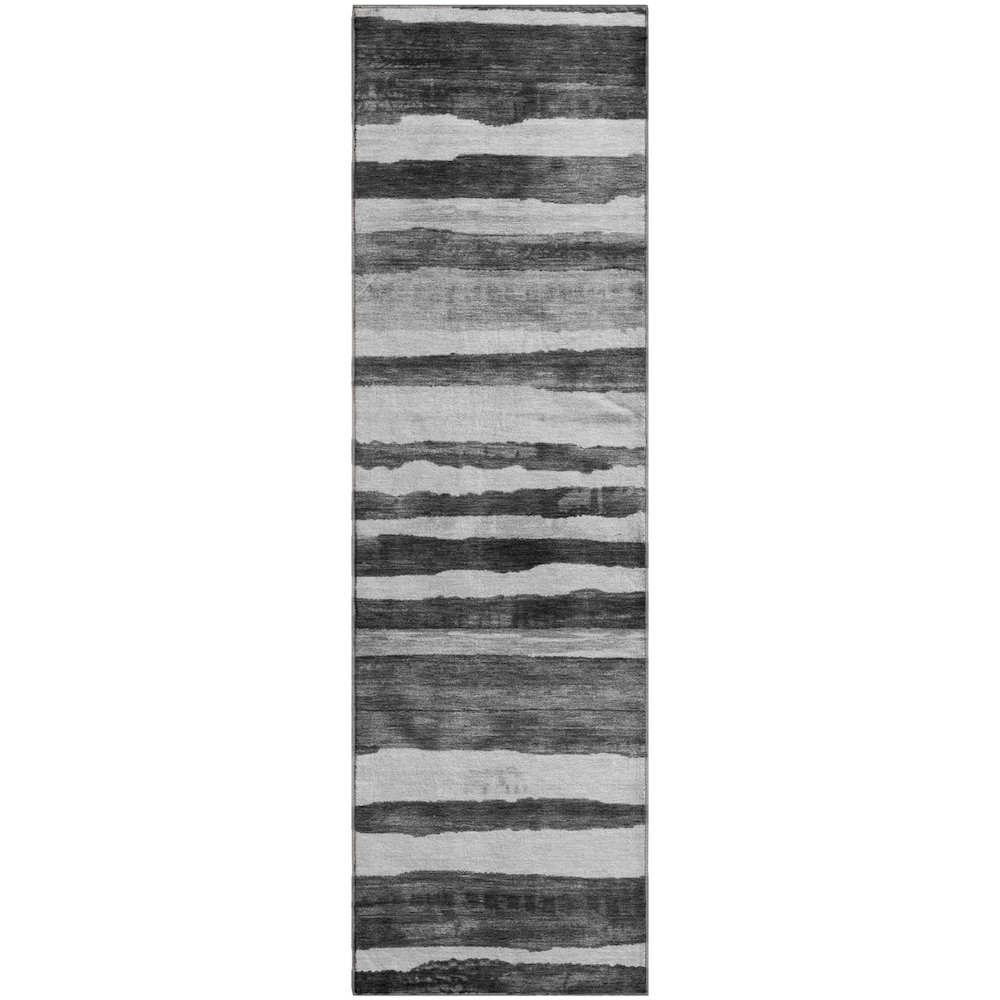 Machine Washable Indoor/Outdoor Neo Charcoal 2'3" x 7'6" Runner Rug. Picture 1