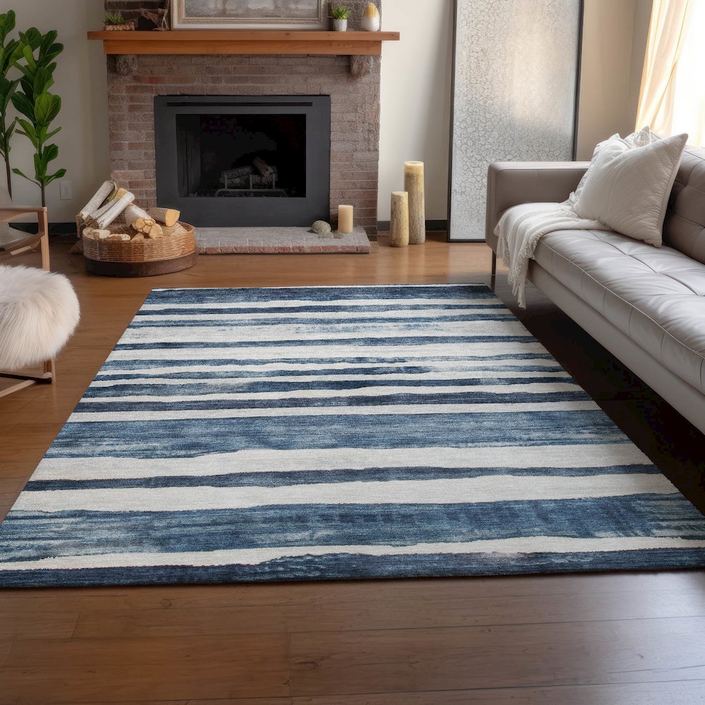 Machine Washable Indoor/Outdoor Neo Denim 2'6" x 3'10" Rug. Picture 5
