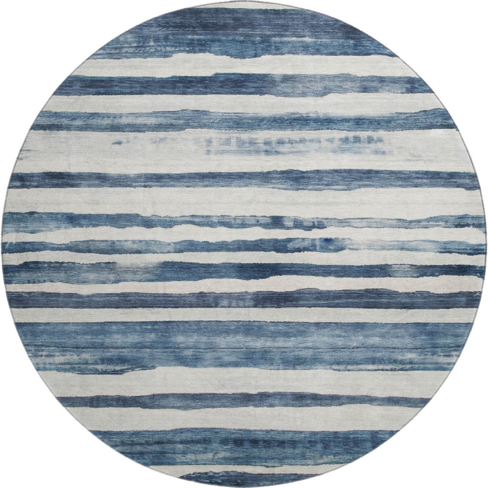 Machine Washable Indoor/Outdoor Neo Denim 8' x 8' Round Rug. Picture 1