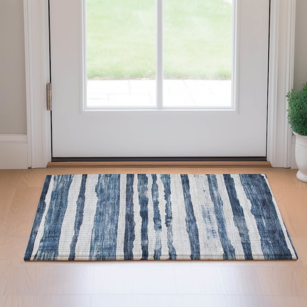Machine Washable Indoor/Outdoor Neo Denim 1'8" x 2'6" Rug. Picture 5