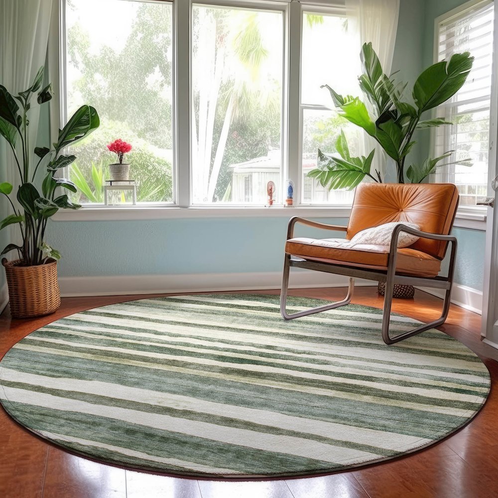 Machine Washable Indoor/Outdoor Neo Sage 8' x 8' Round Rug. Picture 5